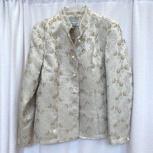 Coldwater Creek Winter White & Gold Brocade Jacket, Size M